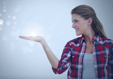 zakenvrouw met open hand