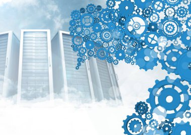 Sunucular içinde arka plan ile COG Dişliler