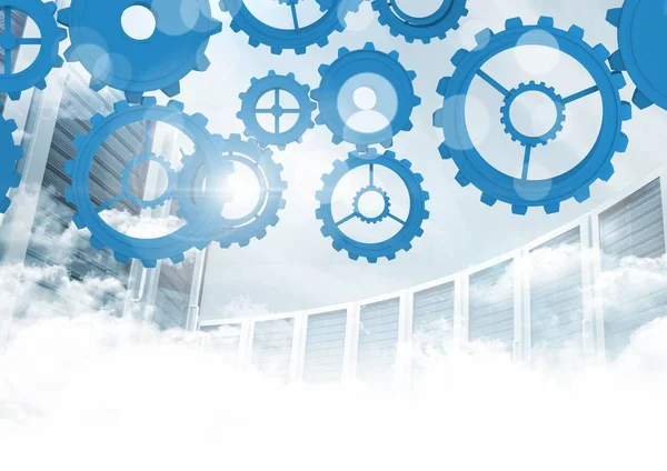 Sunucular içinde arka plan ile COG Dişliler