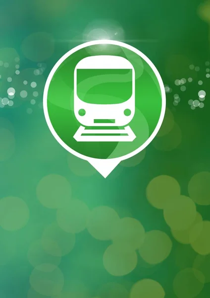 Train icon with green sparkling bokeh — Stock Photo, Image