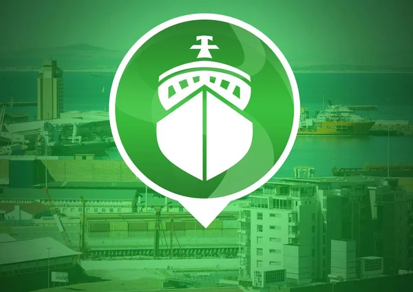 Skeppet ikonen i hamnen port docka — Stockfoto