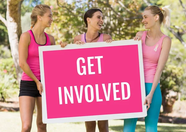 Involúcrate texto y rosa cáncer de mama concienciación mujeres celebración tarjeta — Foto de Stock