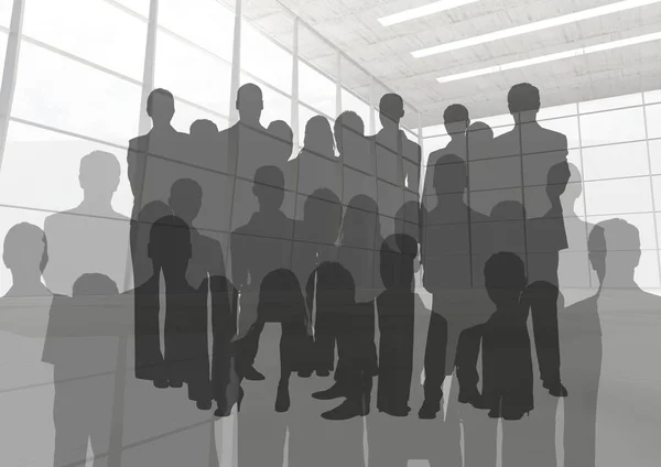 Silhouet van groep mensen — Stockfoto