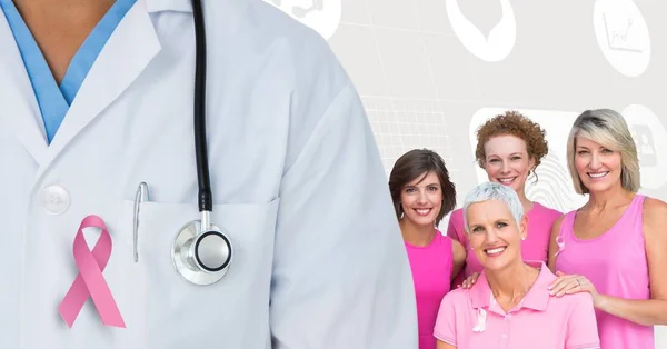 Breast cancer doctor and women — Stock Photo, Image