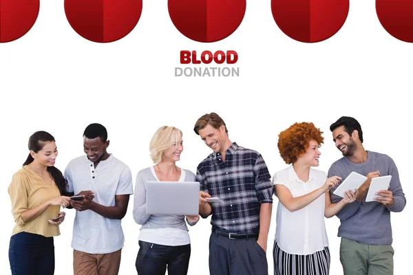 Group of people and blood donation concept — Stock Photo, Image