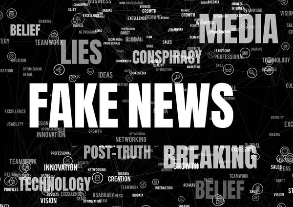 Fake news text and associated words — Stock Photo, Image