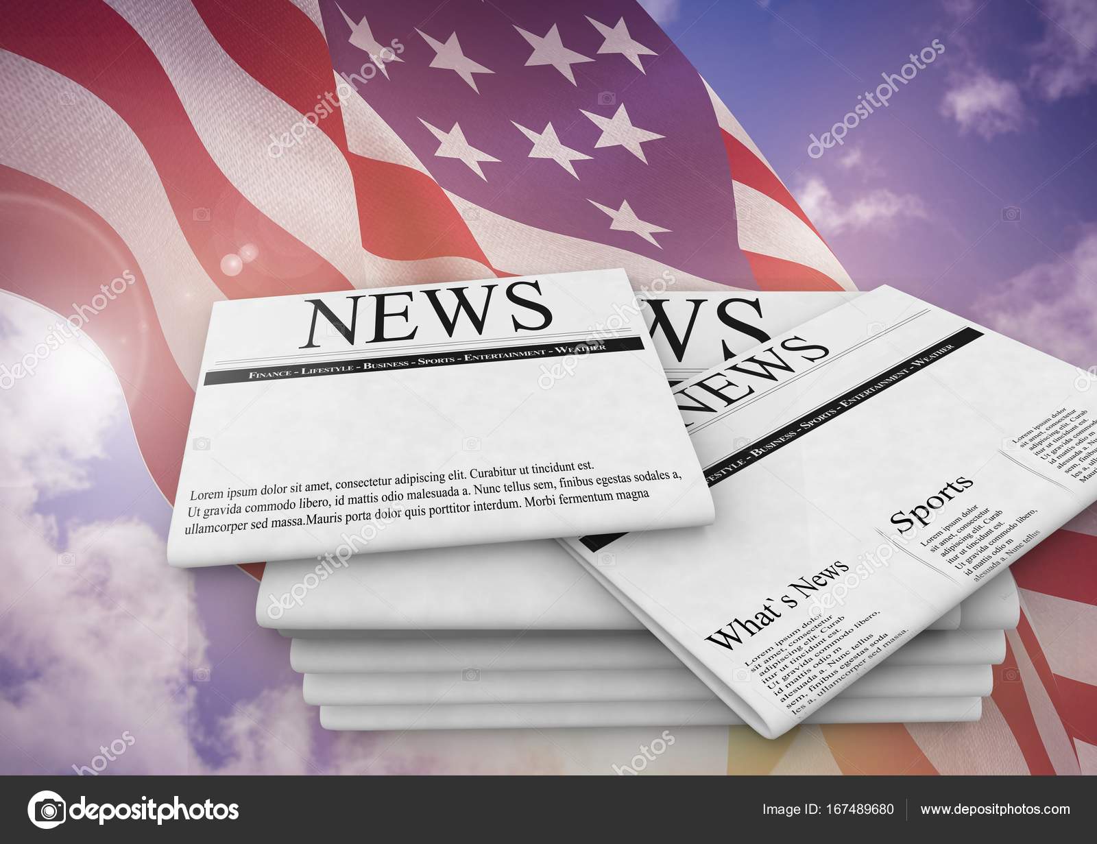 Newspapers on USA flag Stock Photo by ©vectorfusionart 167489680
