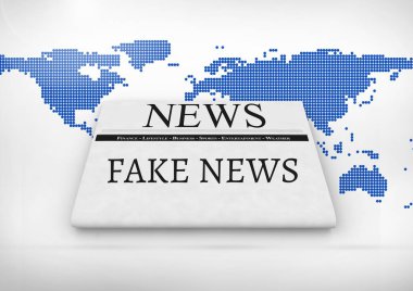 Haber metin gazetesi dünya haritası üzerinde sahte