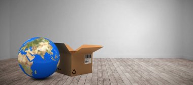 Dünya gezegeni tarafından karton kutular