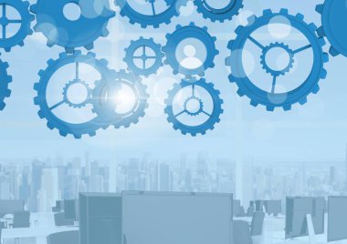 COG gears ile mavi arka plan