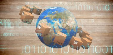 karton kutular ortasında küre