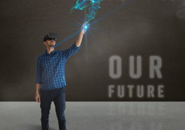 vr gelecekteki ile tişörtlü adam