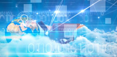 Dünya Haritası ve kahverengi karton kutu 