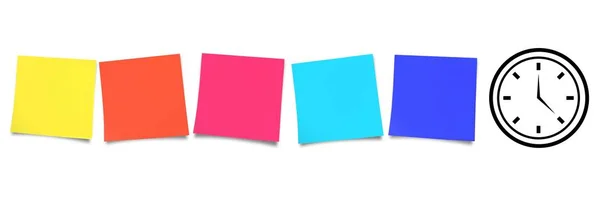 Sticky notes with clock — Stock Photo, Image