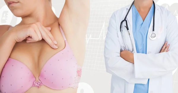 Médico y mujer con cáncer de mama —  Fotos de Stock