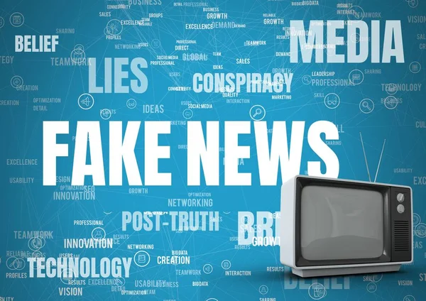 텔레비전과 가짜 뉴스 텍스트 — 스톡 사진