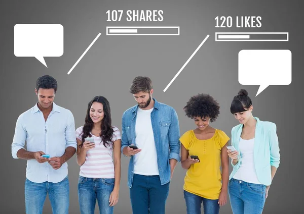 Personas en interfaces de redes sociales —  Fotos de Stock