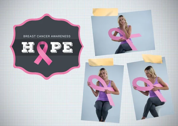 Texto Esperança e Consciência do Câncer de Mama — Fotografia de Stock