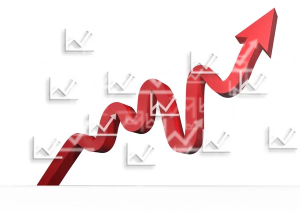 Seta vermelha com gráficos — Fotografia de Stock