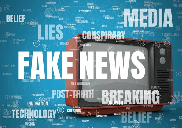 Fake news text with television — Stock Photo, Image