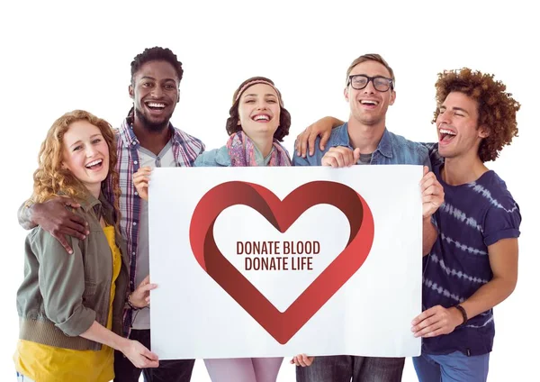 Emberek adományoz vér szöveg — Stock Fotó