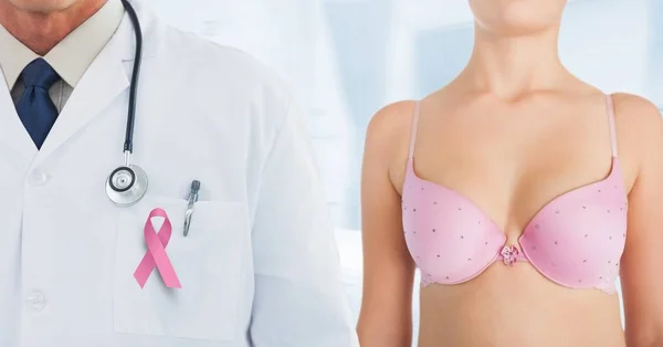 Breast cancer doctor and woman — Stock Photo, Image