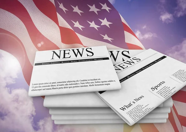 Newspapers on USA flag — Stock Photo, Image