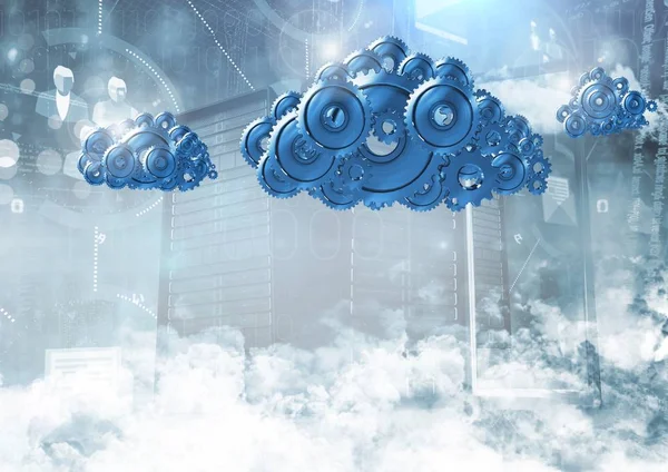 3D cog εργαλεία σύννεφα με διακομιστές — Φωτογραφία Αρχείου