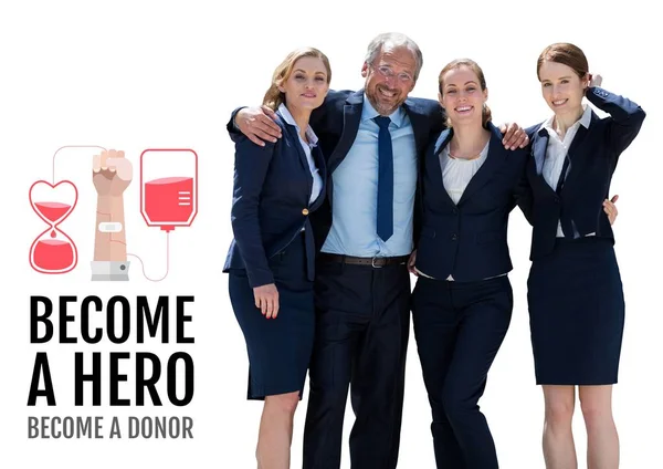 Pessoas de negócios e conceito de doação de sangue — Fotografia de Stock