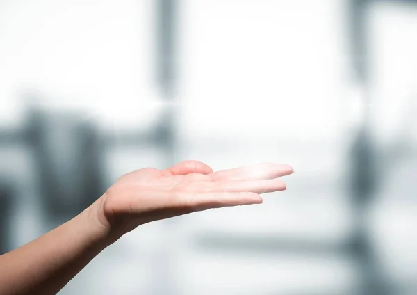 Open hand with bright background — Stock Photo, Image