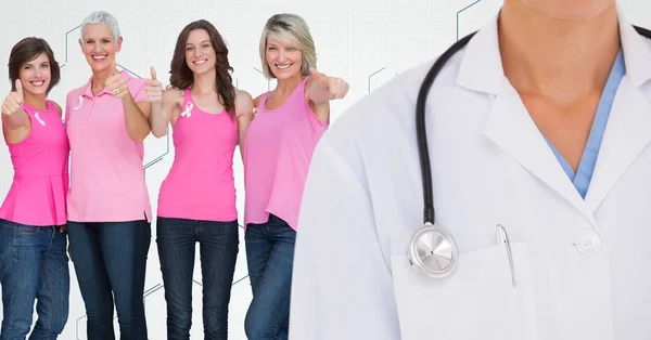 Breast cancer doctor and women — Stock Photo, Image
