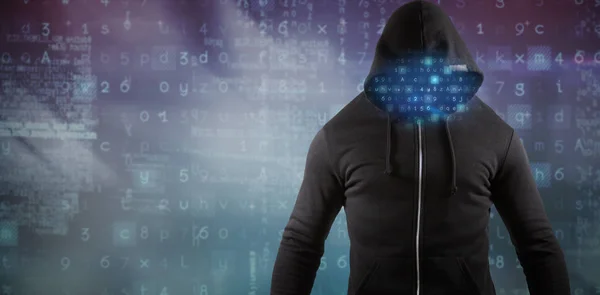 Mannelijke hacker dragen zwarte hoodie — Stockfoto