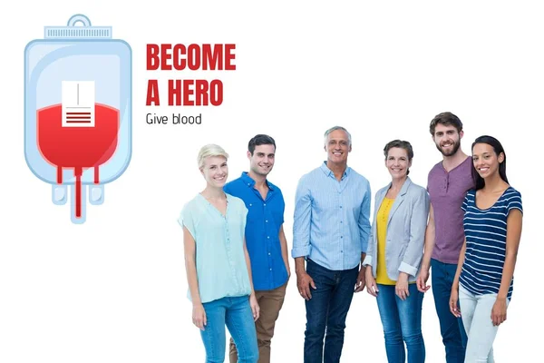 Groep van mensen en bloed donatie concept — Stockfoto