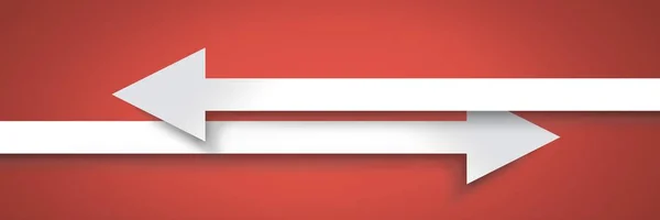 Frecce lunghe puntate su sfondo rosso — Foto Stock