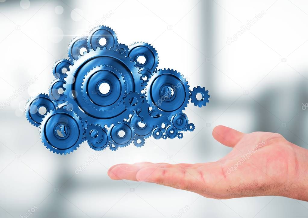 Open hand with cog gears cloud