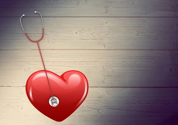 3d Heart with stethoscope — Stock Photo, Image