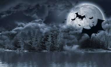 siluet yarasa dijital görüntü