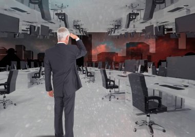 işadamı ters ofiste ayakta