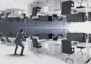 işadamı ters ofiste ayakta