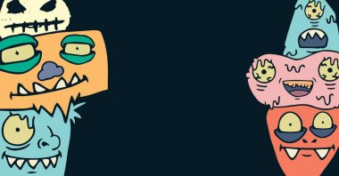 Canavar çizimleri dijital bileşik