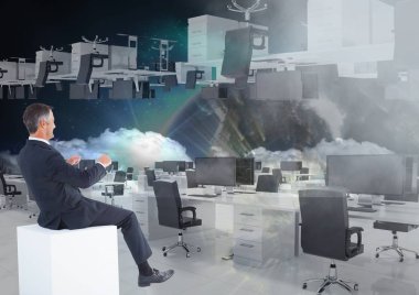 Ofiste oturan iş adamı