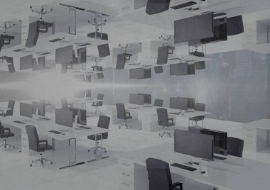 Ters office manzarası ve flare ile