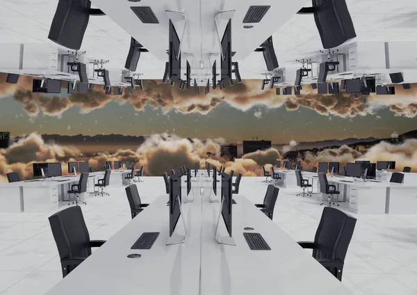 Manzarası ile bulutlar ofiste ters — Stok fotoğraf