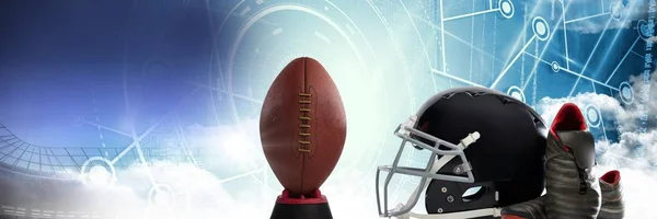 Míč americký fotbal helmu a zařízení — Stock fotografie