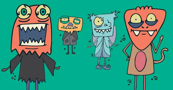 Illustrations de monstres en costumes d'Halloween — Photo