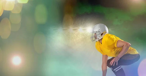 American football player with stadium transition — Stock Photo, Image