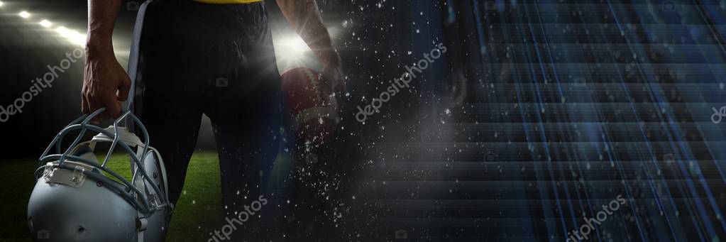 American football player with stadium transition Stock Image