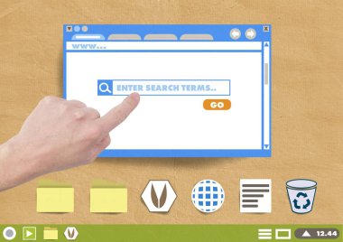 Arama kutusuna pencere Web sitesi dokunmadan el