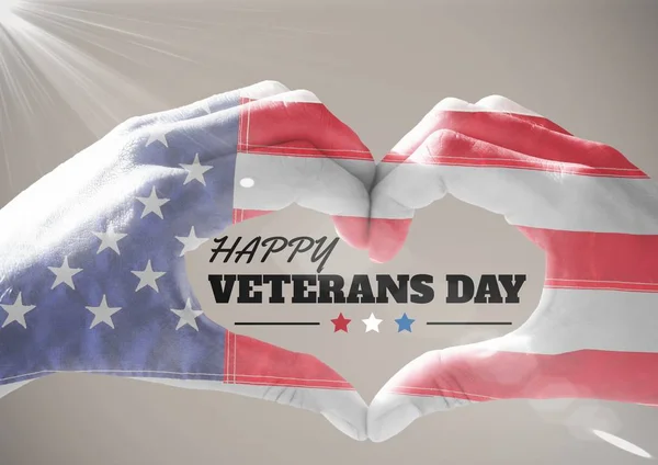 Veterans day, flag usa on hands — Stock Photo, Image