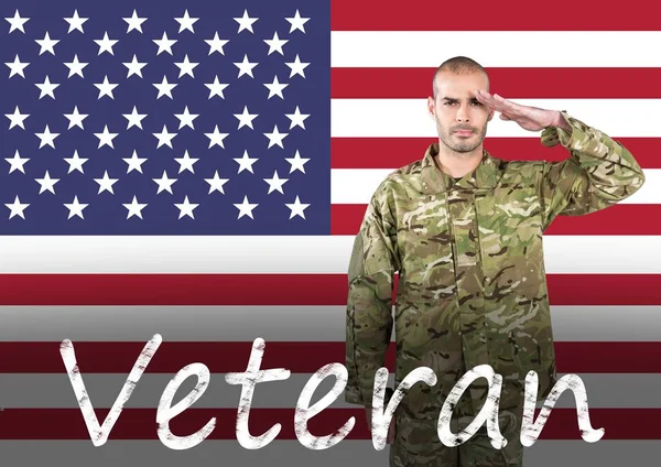 Gaziler günü asker bayrağı önünde